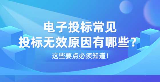 电子投标常见投标无效原因有哪些？