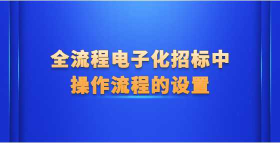 全流程电子化招标中操作流程的设置