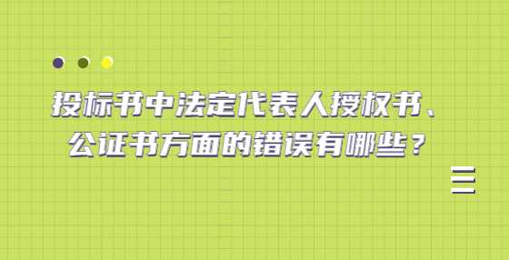 投标书中法定代表人授权书、公证书方面的错误有哪些？