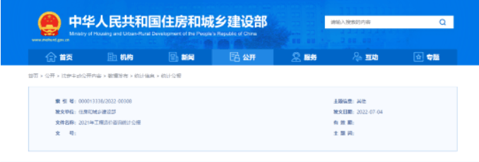 住建部发布2021年工程造价咨询统计公报