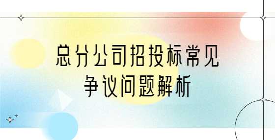 总分公司招投标常见争议问题解析