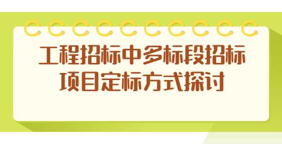 工程招标中多标段招标项目定标方式探讨