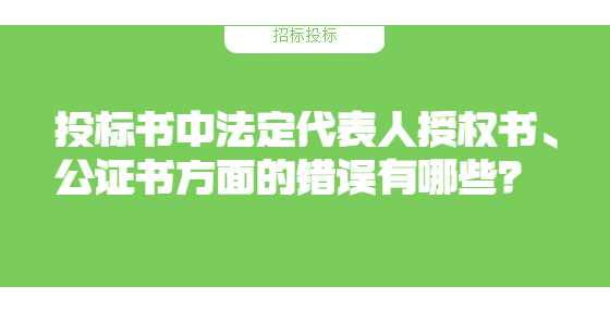 投标书中法定代表人授权书、公证书方面的错误有哪些？