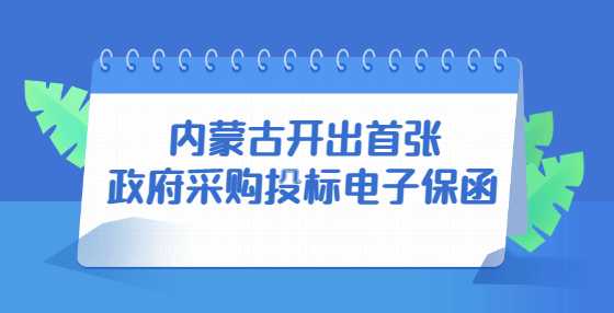 内蒙古开出首张政府采购投标电子保函