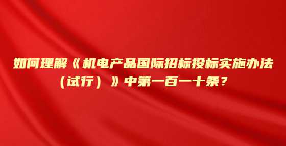如何理解《机电产品国际招标投标实施办法（试行）》中第一百一十条？