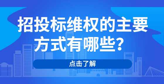 招投标维权的主要方式有哪些？