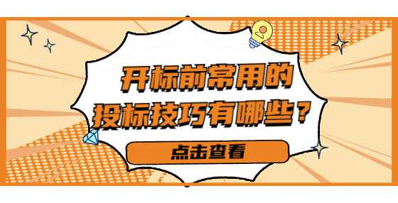 开标前常用的投标技巧有哪些？