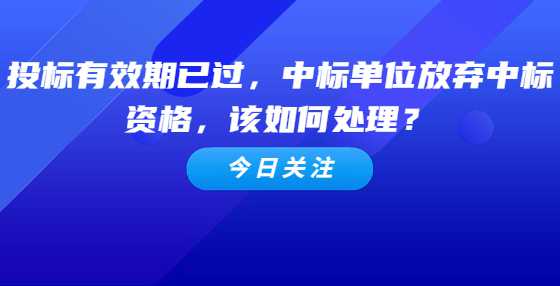 投标有效期已过，中标单位放弃中标资格，该如何处理？