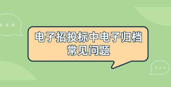 电子招投标中电子归档常见问题