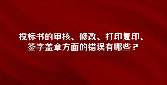 投标书的审核、修改、打印复印、签字盖章方面的错误有哪些？