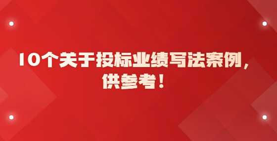 10个关于投标业绩写法案例，供参考！