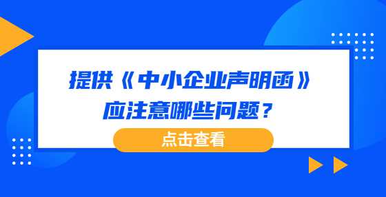 提供《中小企业声明函》应注意哪些问题？