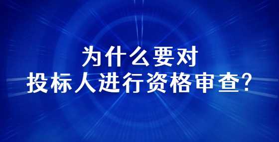 为什么要对投标人进行资格审查?