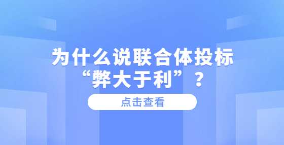 为什么说联合体投标“弊大于利”？
