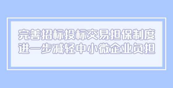 完善招标投标交易担保制度 进一步减轻中小微企业负担