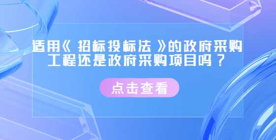 适用《招标投标法》的政府采购工程还是政府采购项目吗?