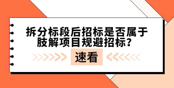 拆分标段后招标是否属于肢解项目规避招标？