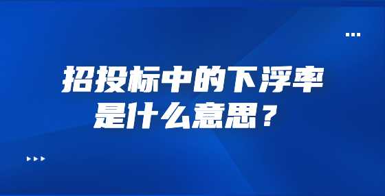 招投标中的下浮率是什么意思？