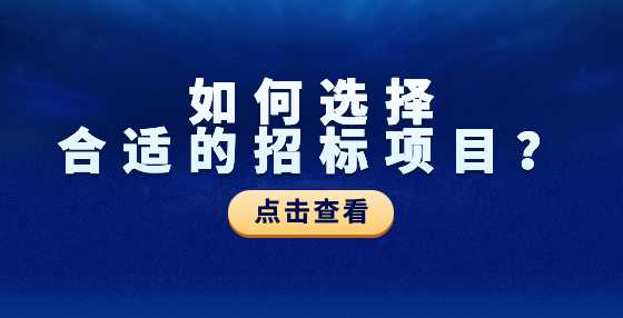 如何选择合适的招标项目？
