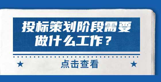 投标策划阶段需要做什么工作？