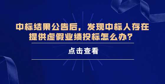 中标结果公告后，发现中标人存在提供虚假业绩投标怎么办？