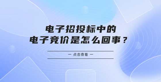 电子招投标中的电子竞价是怎么回事？