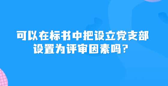 可以在标书中把设立党支部设置为评审因素吗？