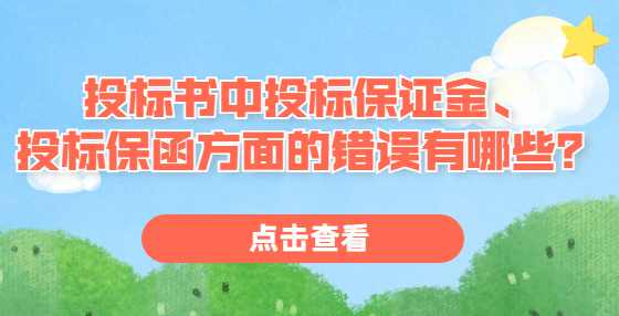 投标书中投标保证金、投标保函方面的错误有哪些？