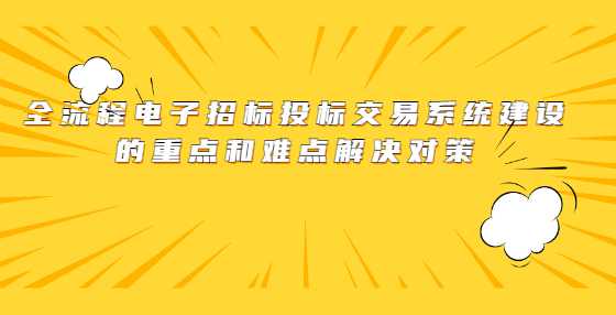 全流程电子招标投标交易系统建设的重点和难点解决对策