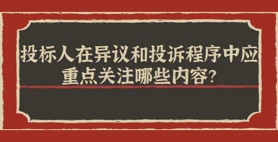 投标人在异议和投诉程序中应重点关注哪些内容？