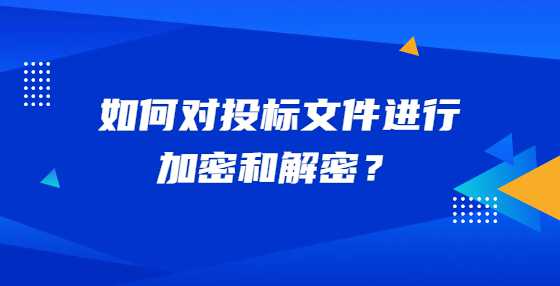 如何对投标文件进行加密和解密？