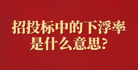招投标中的下浮率是什么意思?