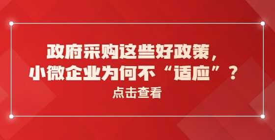 政府采购这些好政策，小微企业为何不“适应”？