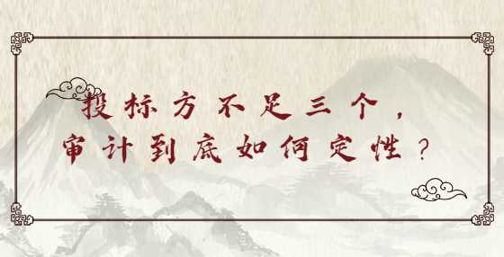 投标方不足三个，审计到底如何定性？