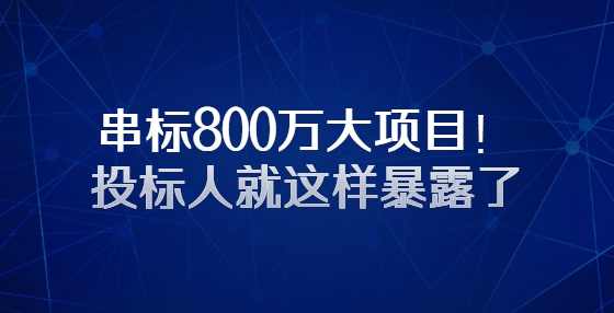 串标800万大项目！投标人就这样暴露了
